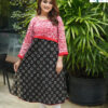 Round Neck Slub Cotton Kurti with Block Print & Handwork
