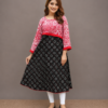 Round Neck Slub Cotton Kurti with Block Print & Handwork