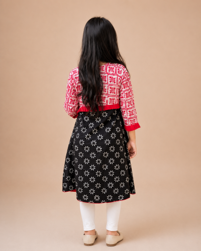 Alternative view of Girls’ Round Kurti with Block Print & Handwork