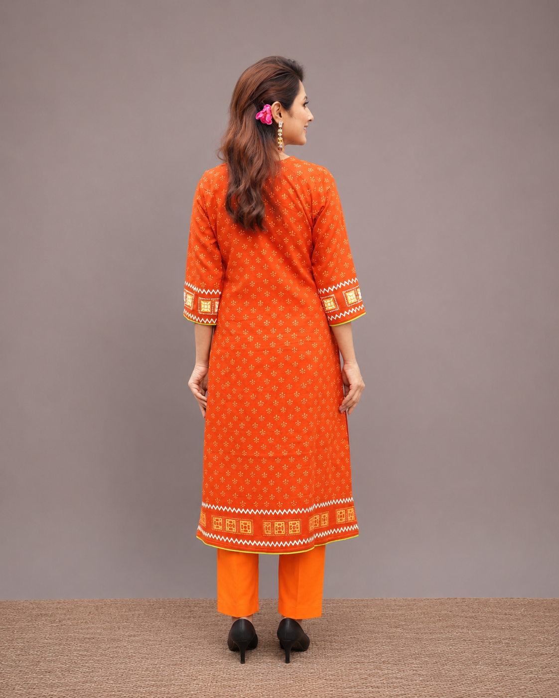 Premium Cotton Salwar Kameez with Block Print & Handwork - Image 2