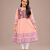 Girls’ Slub Cotton Block Print Handwork Frock