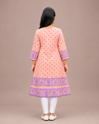 Alternative view of Girls’ Slub Cotton Block Print Handwork Frock